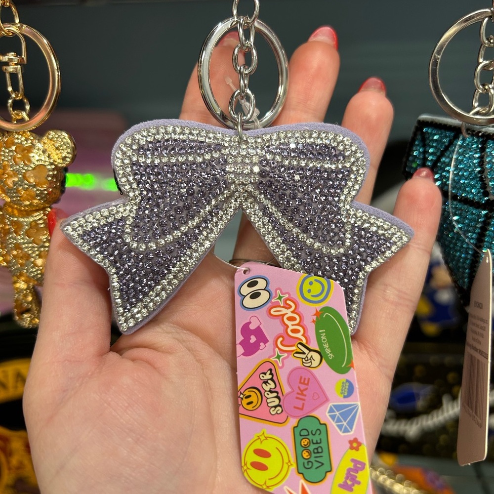 Sparkling Bow bag charm -purple